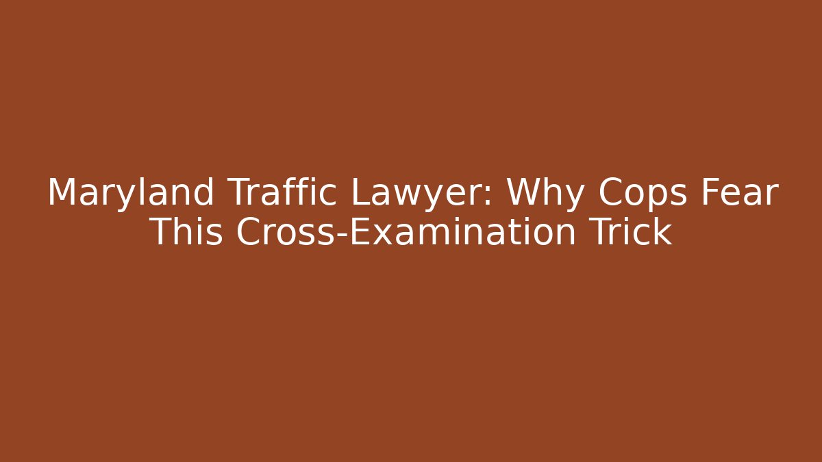 Maryland Traffic Lawyer: Why Cops Fear This Cross-Examination Trick