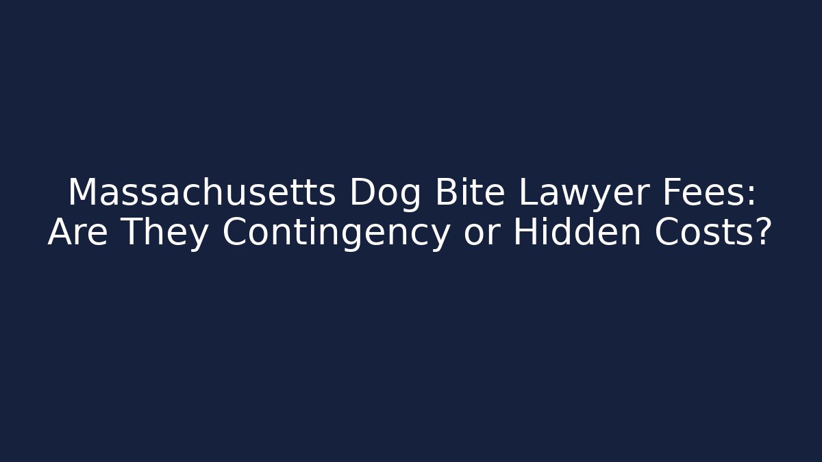 Massachusetts Dog Bite Lawyer Fees: Are They Contingency or Hidden Costs?