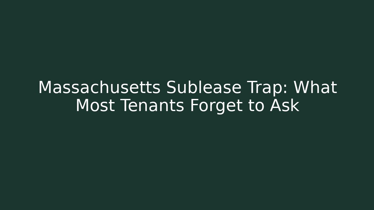 Massachusetts Sublease Trap: What Most Tenants Forget to Ask