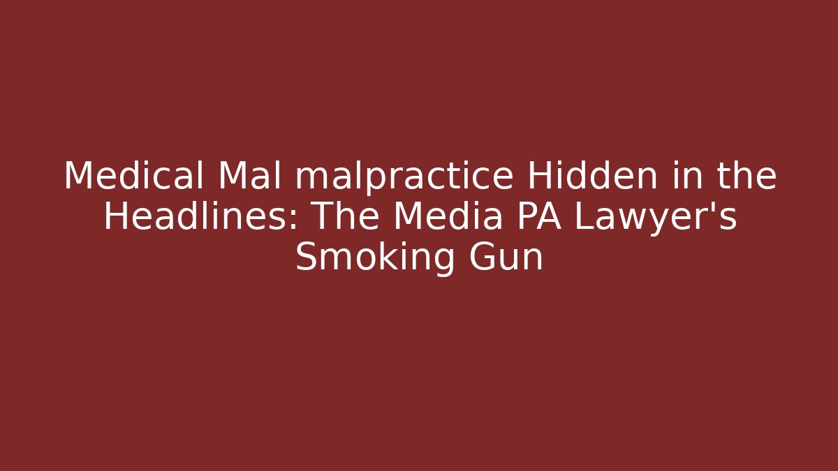 Medical Mal malpractice Hidden in the Headlines: The Media PA Lawyer's Smoking Gun