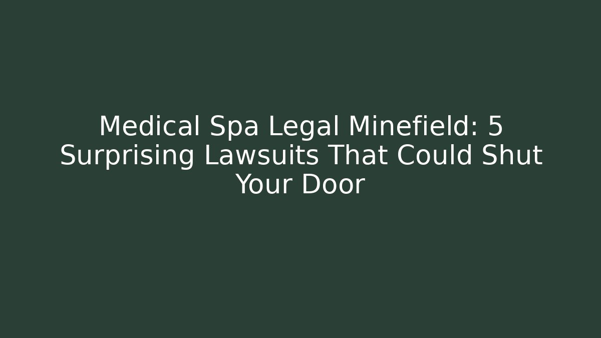 Medical Spa Legal Minefield: 5 Surprising Lawsuits That Could Shut Your Door