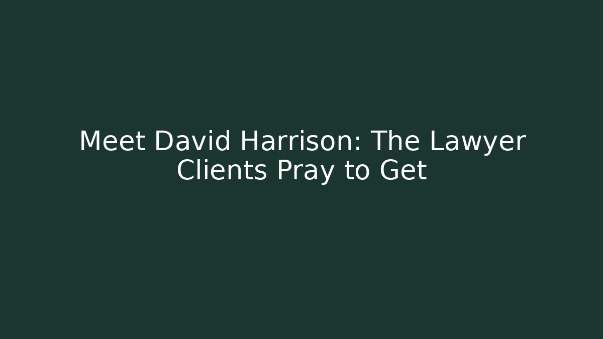 Meet David Harrison: The Lawyer Clients Pray to Get