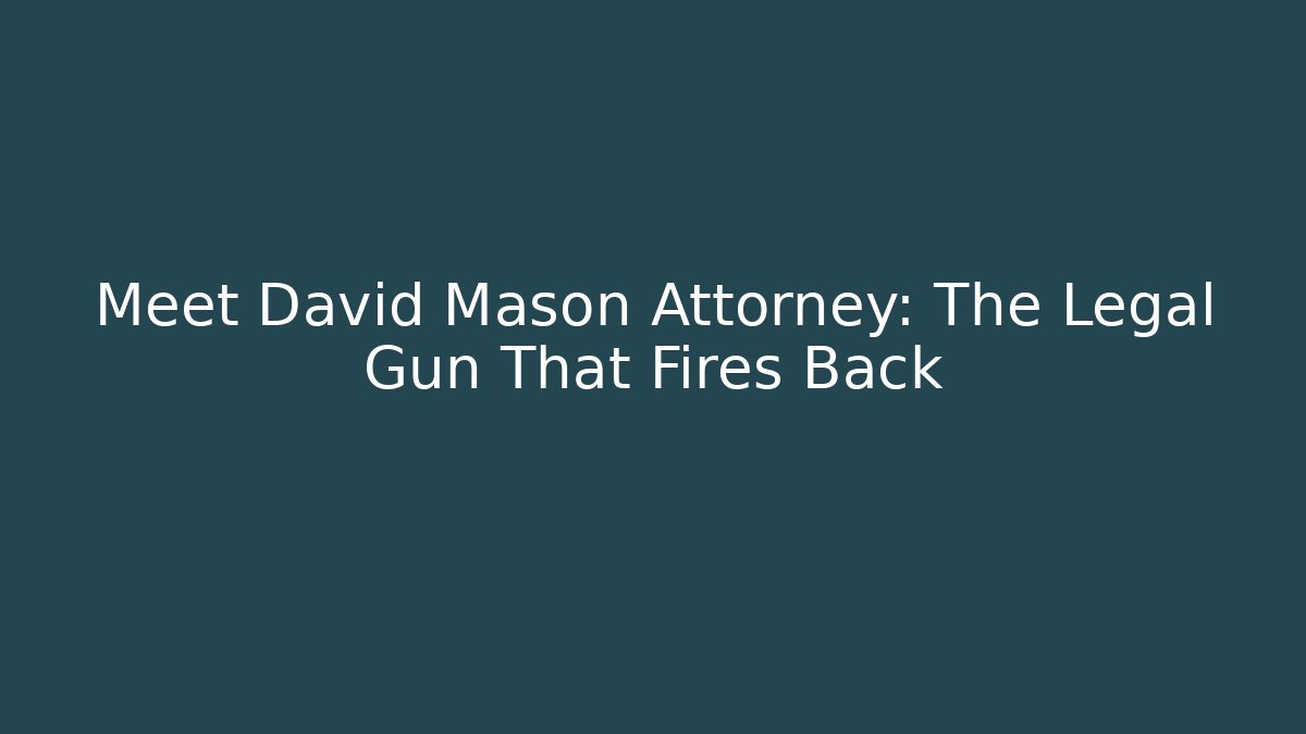 Meet David Mason Attorney: The Legal Gun That Fires Back