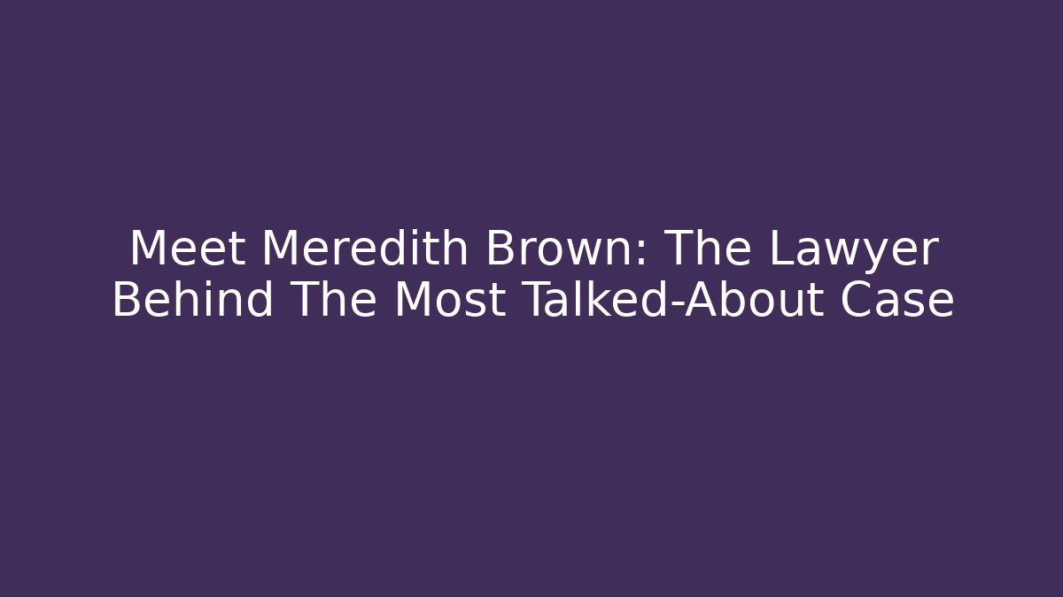 Meet Meredith Brown: The Lawyer Behind The Most Talked-About Case