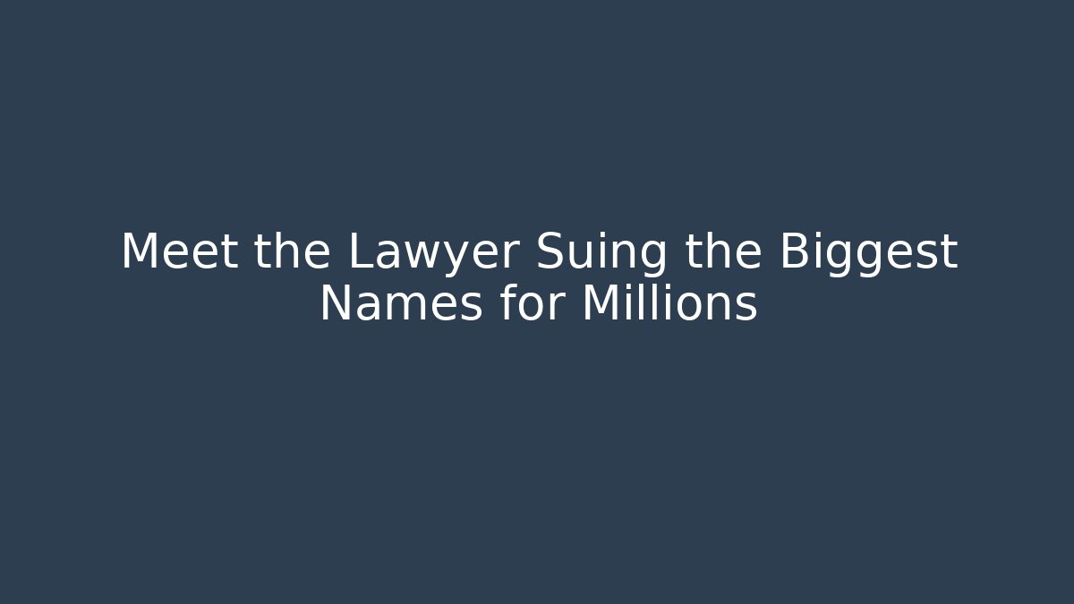 Meet the Lawyer Suing the Biggest Names for Millions