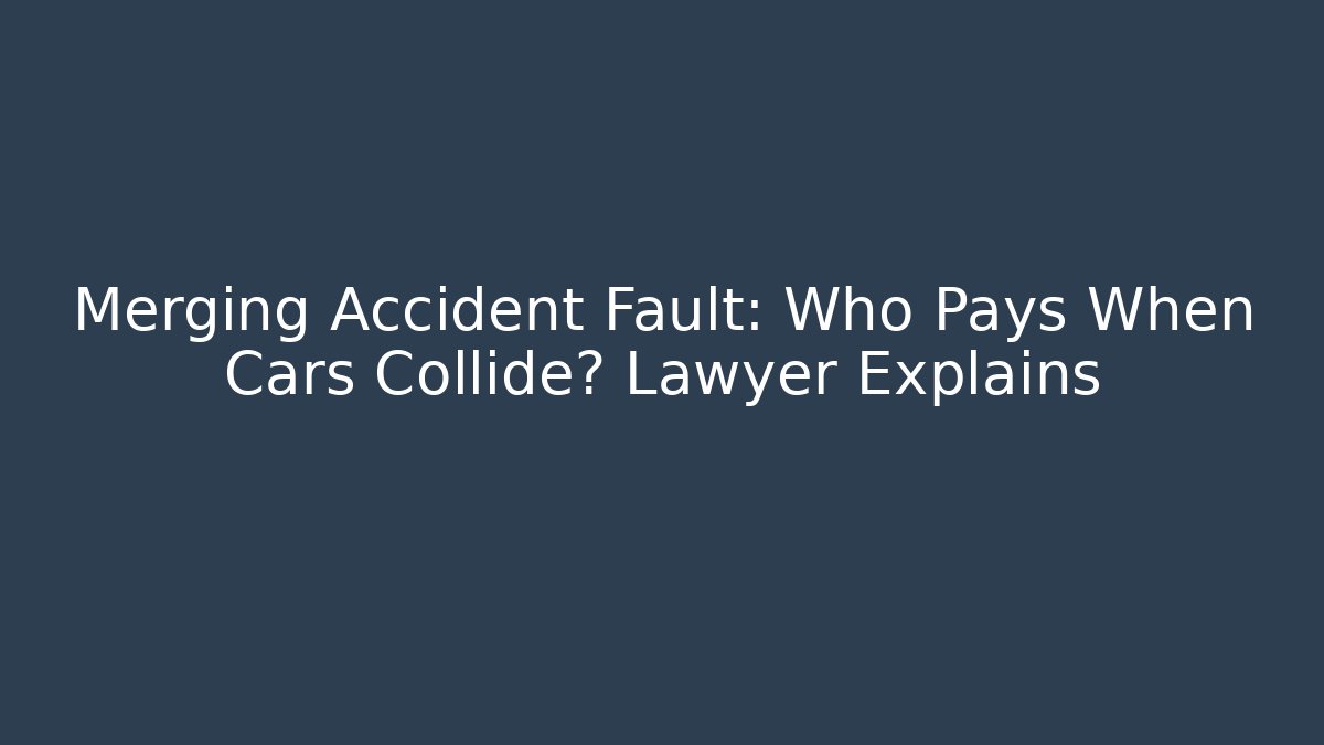 Merging Accident Fault: Who Pays When Cars Collide? Lawyer Explains