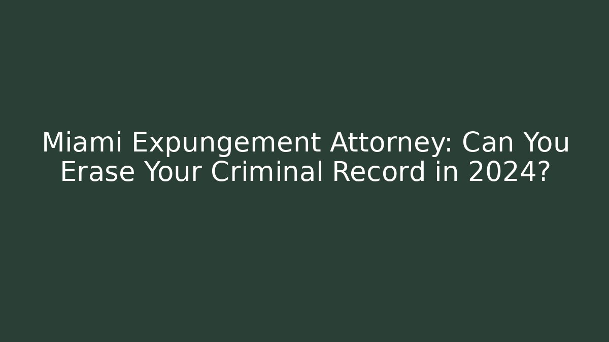 Miami Expungement Attorney: Can You Erase Your Criminal Record in 2024?