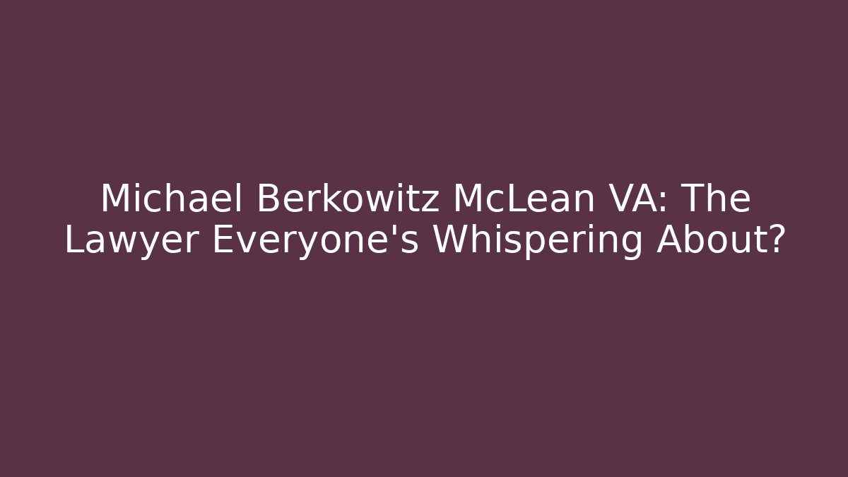 Michael Berkowitz McLean VA: The Lawyer Everyone's Whispering About? - WealthxGroup