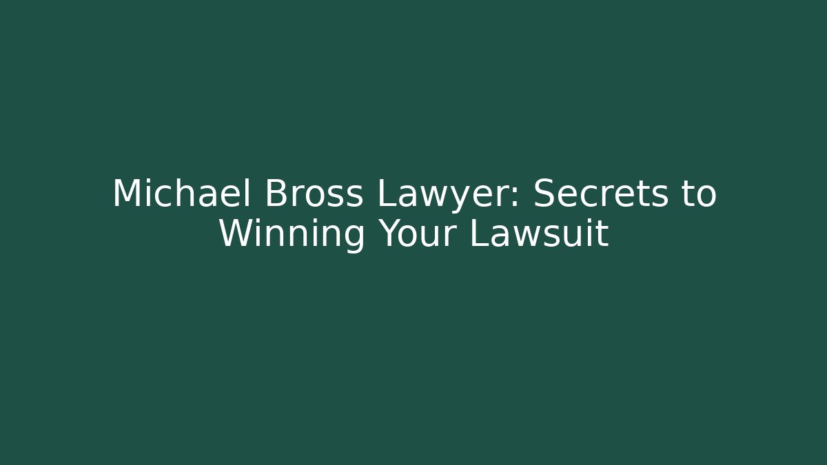 Michael Bross Lawyer: Secrets to Winning Your Lawsuit