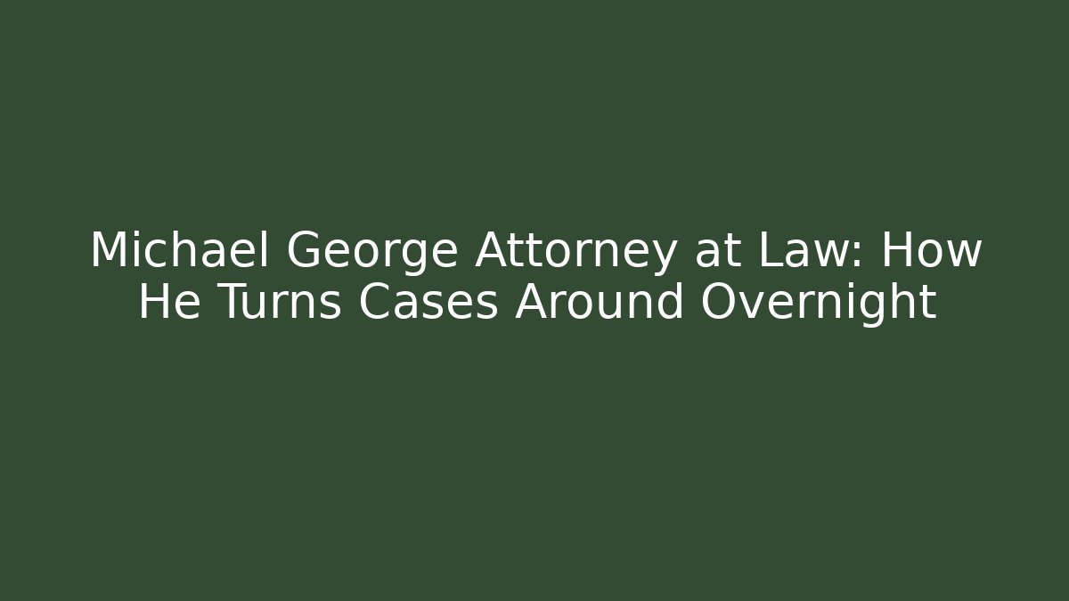 Michael George Attorney at Law: How He Turns Cases Around Overnight