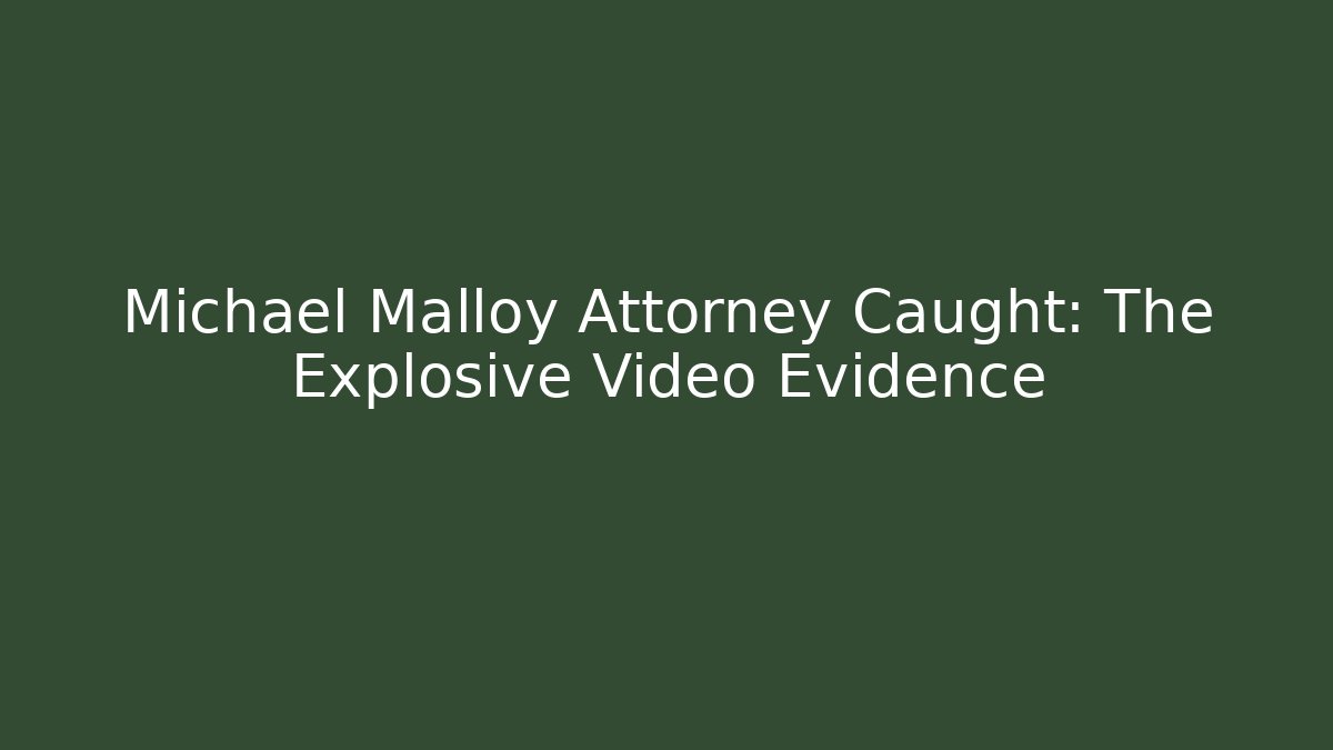 Michael Malloy Attorney Caught: The Explosive Video Evidence - WealthxGroup