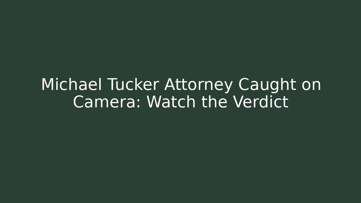 Michael Tucker Attorney Caught on Camera: Watch the Verdict