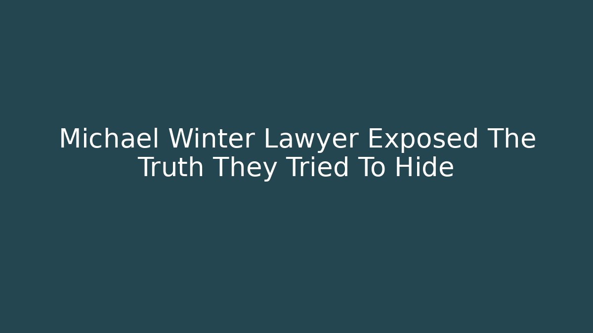 Michael Winter Lawyer Exposed The Truth They Tried To Hide