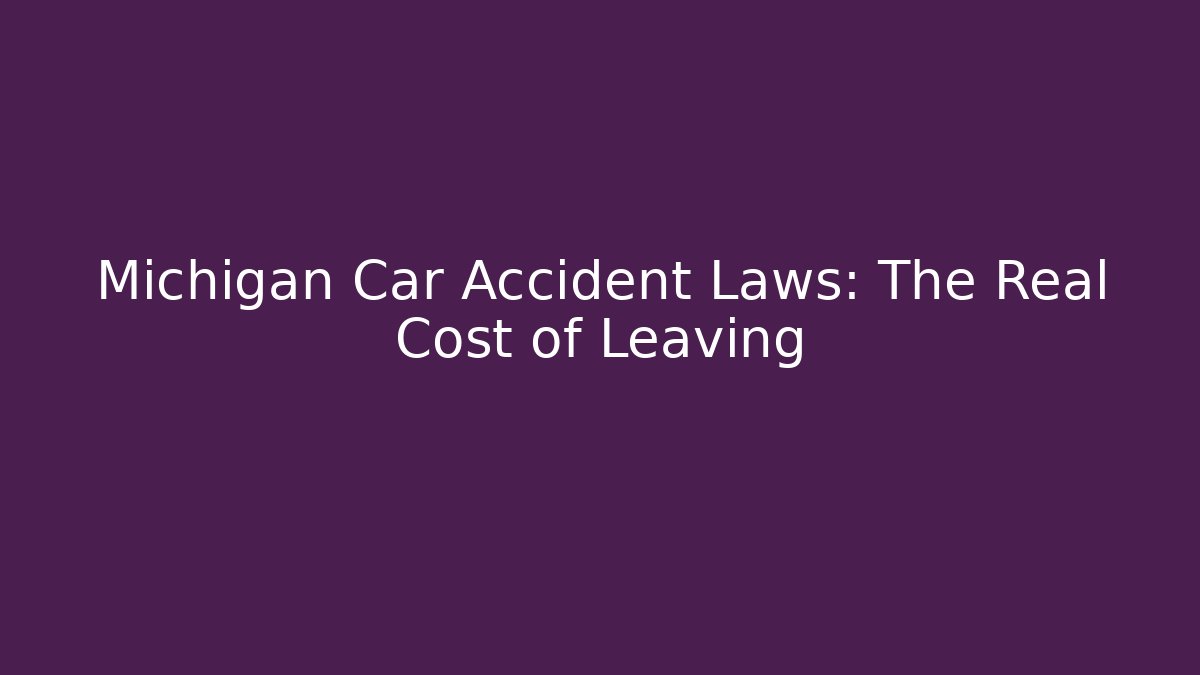Michigan Car Accident Laws: The Real Cost of Leaving