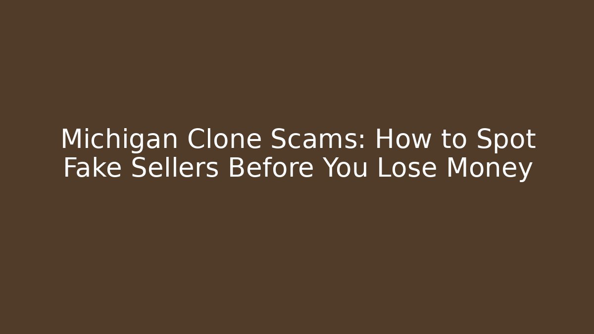 Michigan Clone Scams: How to Spot Fake Sellers Before You Lose Money