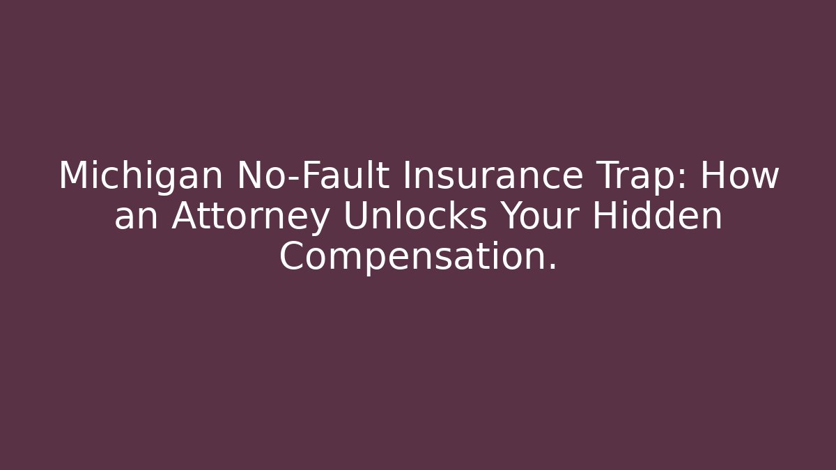 Michigan No-Fault Insurance Trap: How an Attorney Unlocks Your Hidden Compensation.