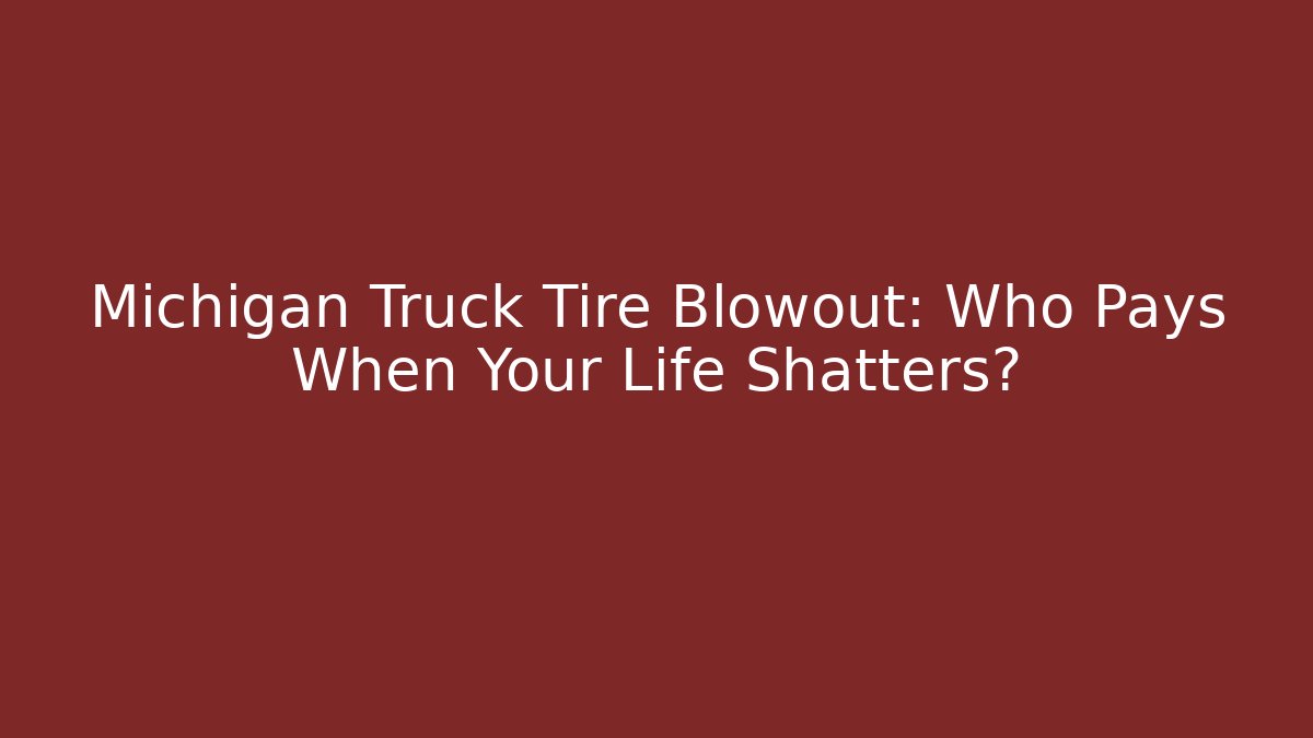 Michigan Truck Tire Blowout: Who Pays When Your Life Shatters?