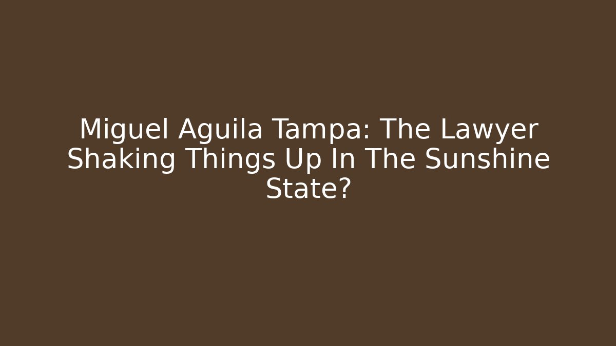Miguel Aguila Tampa: The Lawyer Shaking Things Up In The Sunshine State?