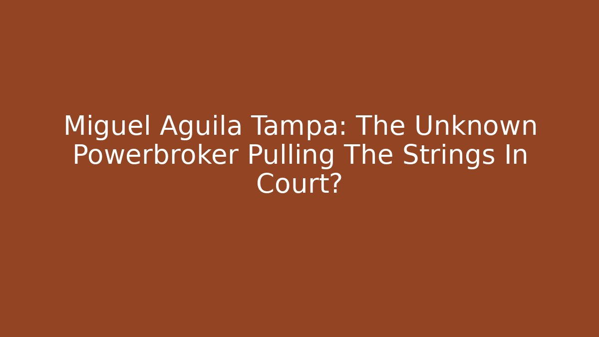 Miguel Aguila Tampa: The Unknown Powerbroker Pulling The Strings In Court? - WealthxGroup