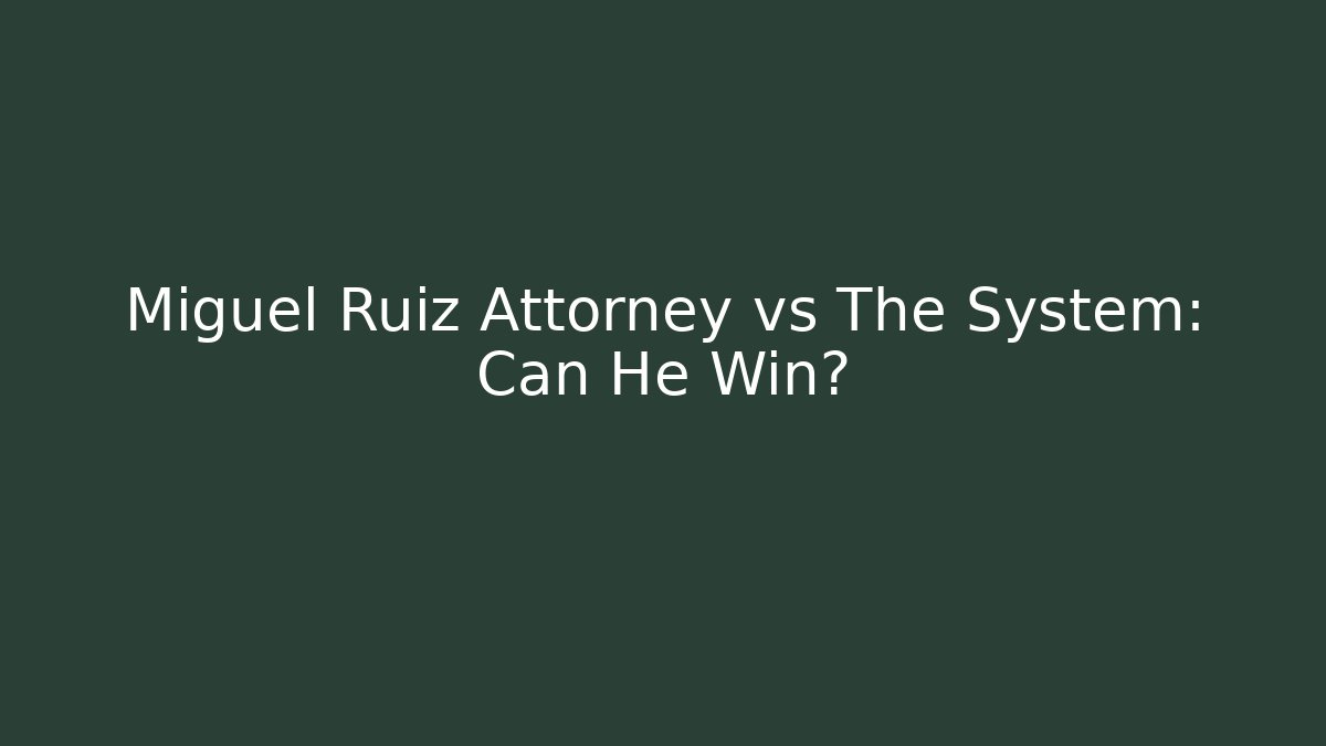 Miguel Ruiz Attorney vs The System: Can He Win?