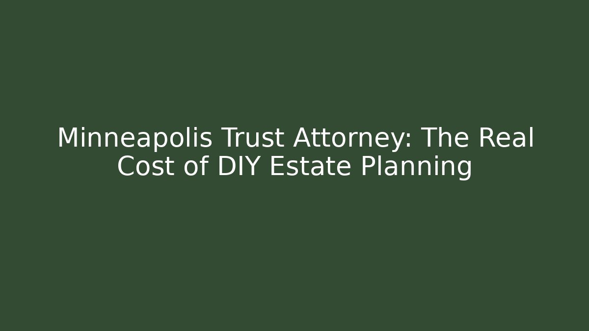 Minneapolis Trust Attorney: The Real Cost of DIY Estate Planning