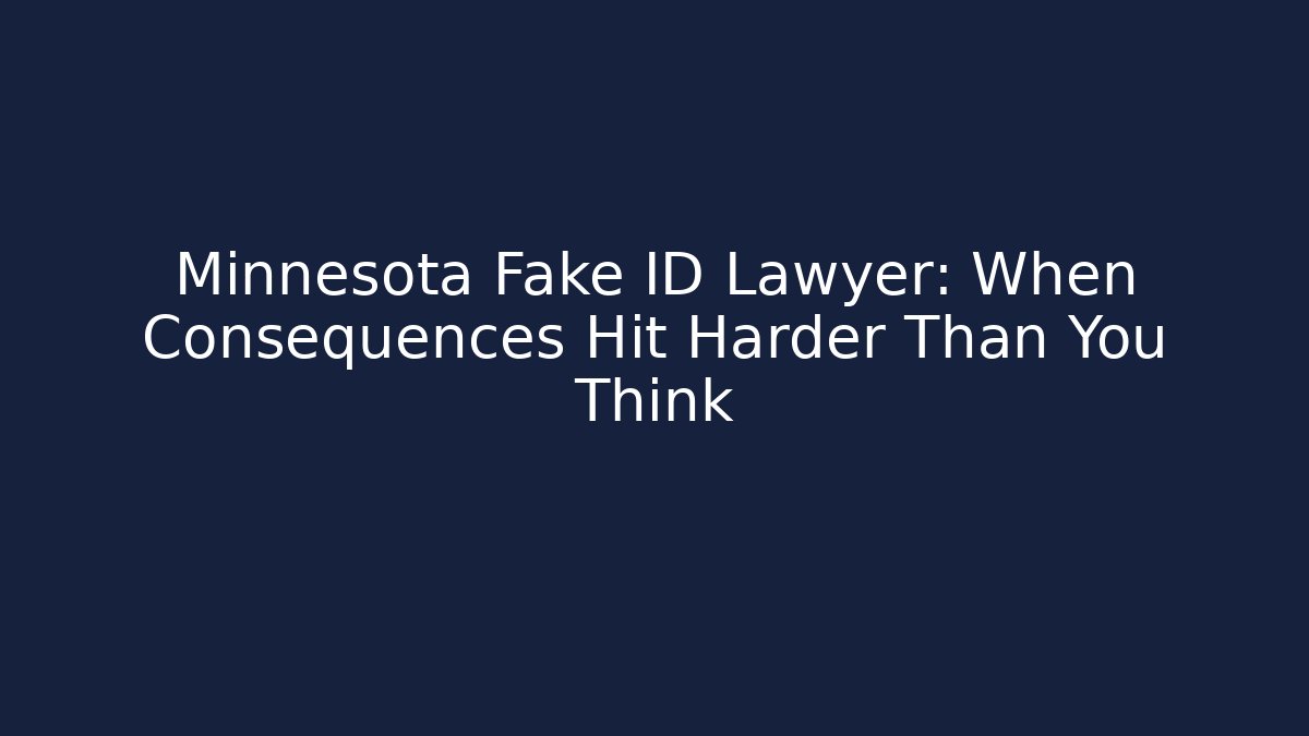 Minnesota Fake ID Lawyer: When Consequences Hit Harder Than You Think