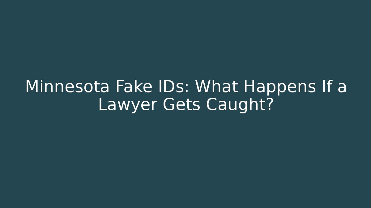 Minnesota Fake IDs: What Happens If a Lawyer Gets Caught?