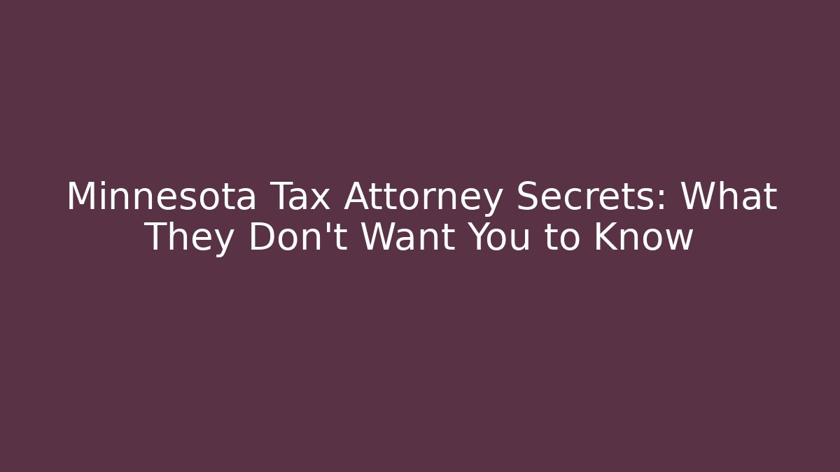 Minnesota Tax Attorney Secrets: What They Don’t Want You to Know