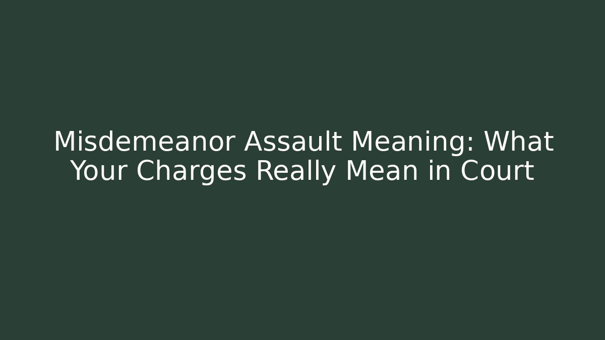 Misdemeanor Assault Meaning: What Your Charges Really Mean in Court