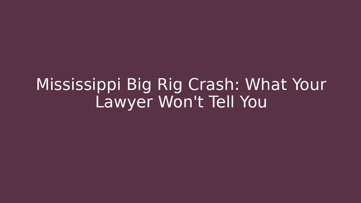Mississippi Big Rig Crash: What Your Lawyer Won't Tell You
