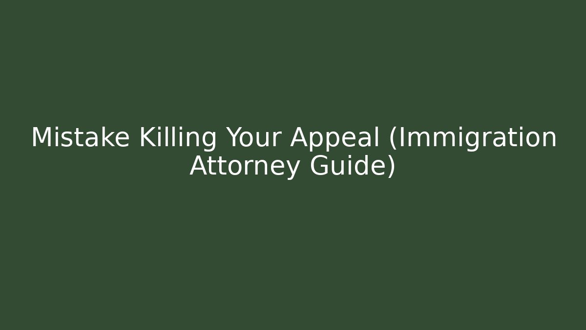 Mistake Killing Your Appeal (Immigration Attorney Guide)