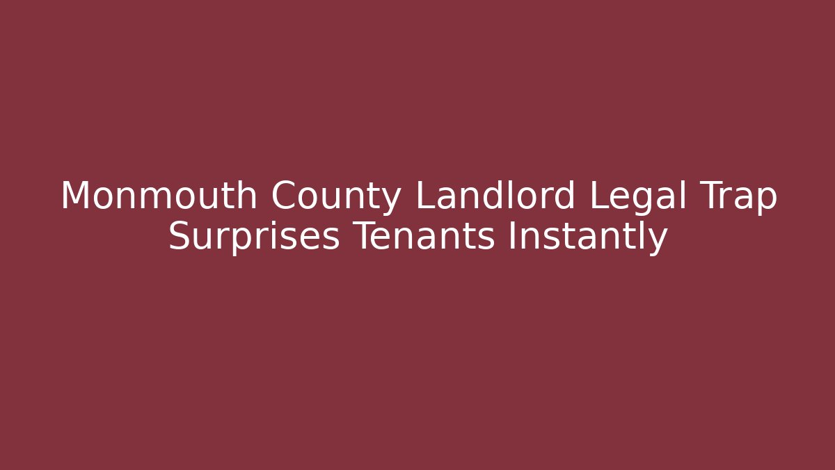 Monmouth County Landlord Legal Trap Surprises Tenants Instantly