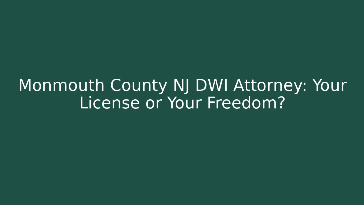 Monmouth County NJ DWI Attorney: Your License or Your Freedom?