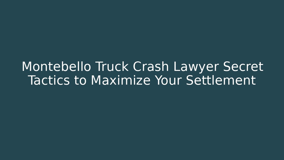 Montebello Truck Crash Lawyer Secret Tactics to Maximize Your Settlement