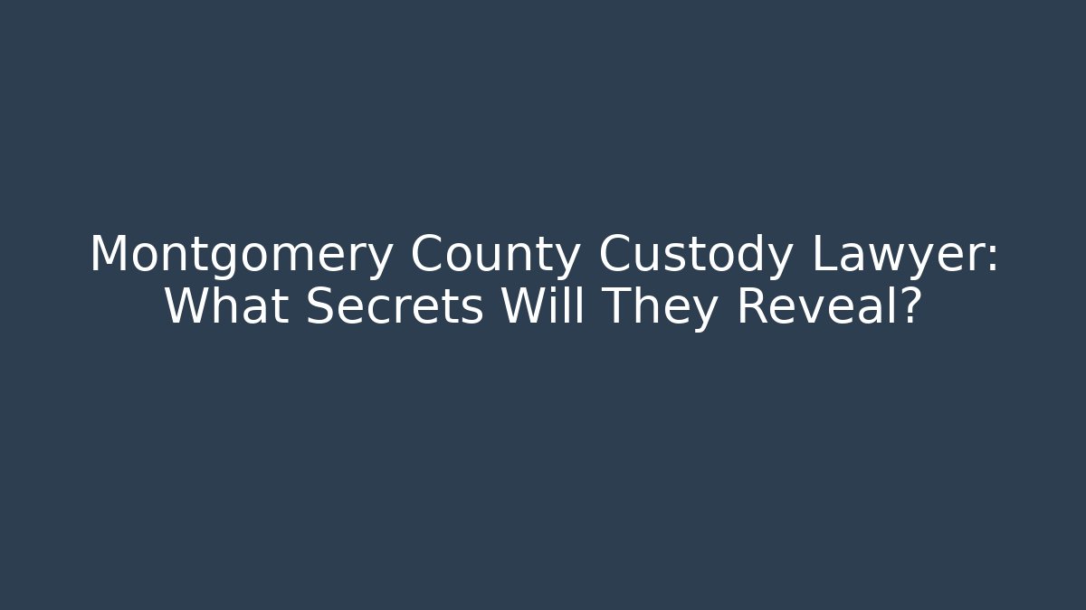 Montgomery County Custody Lawyer: What Secrets Will They Reveal?