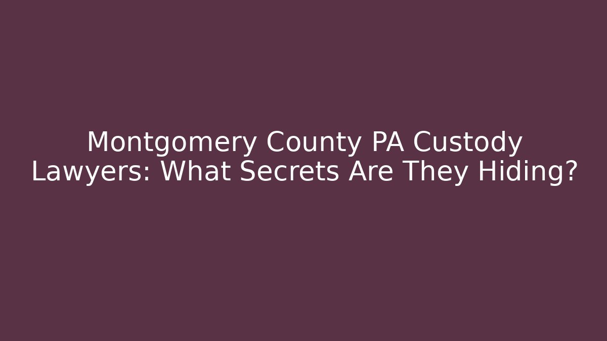 Montgomery County PA Custody Lawyers: What Secrets Are They Hiding?