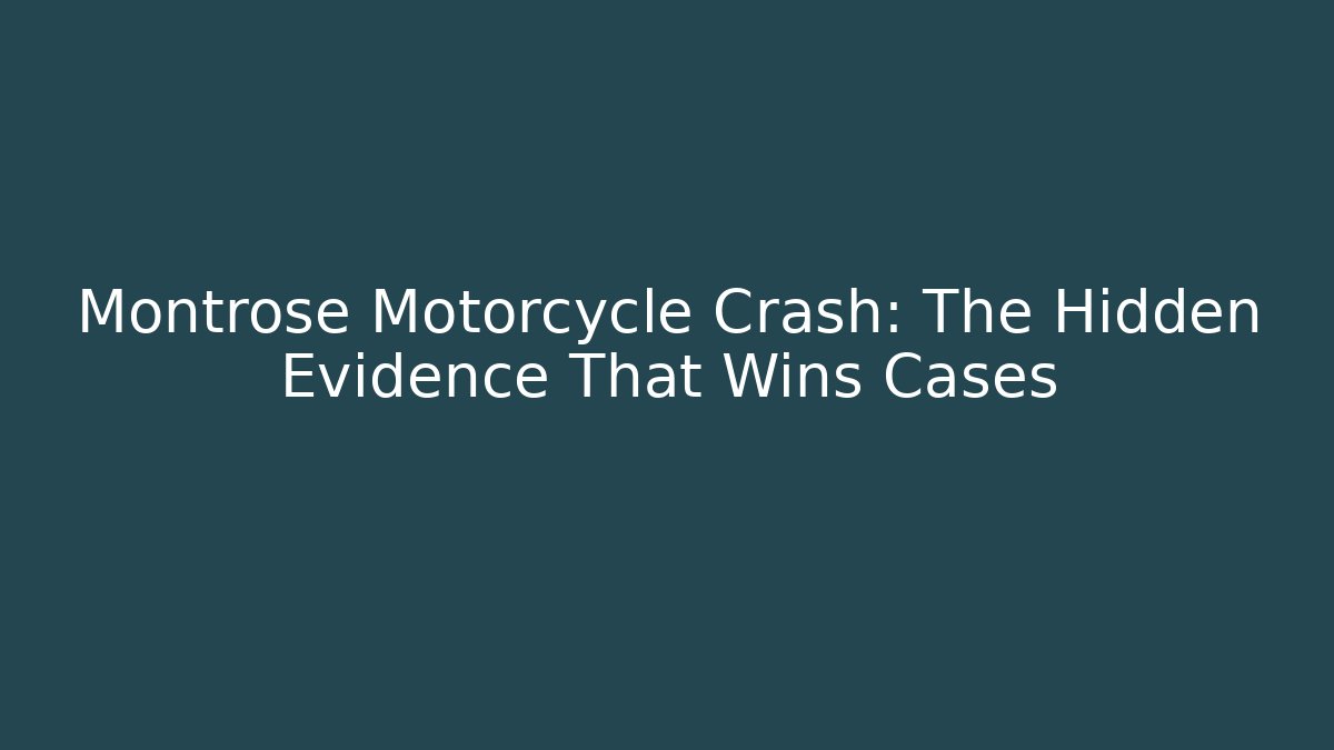 Montrose Motorcycle Crash: The Hidden Evidence That Wins Cases