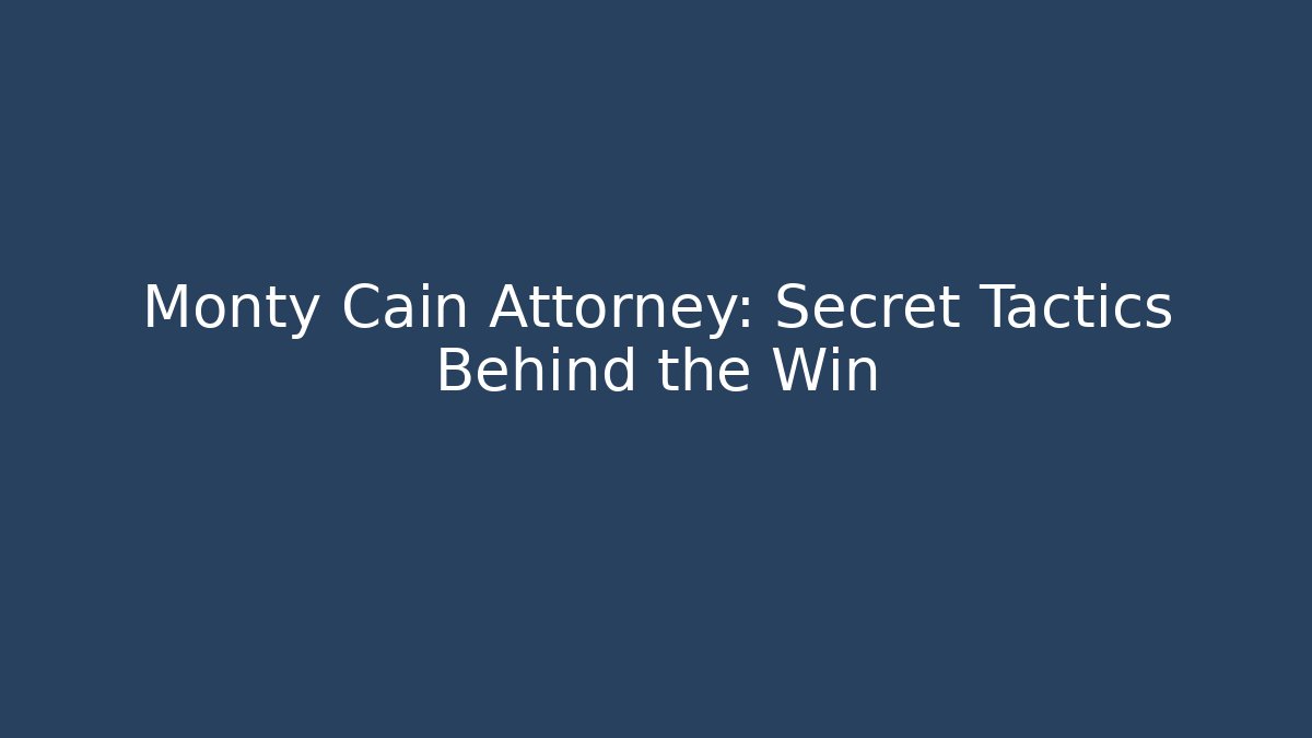 Monty Cain Attorney: Secret Tactics Behind the Win