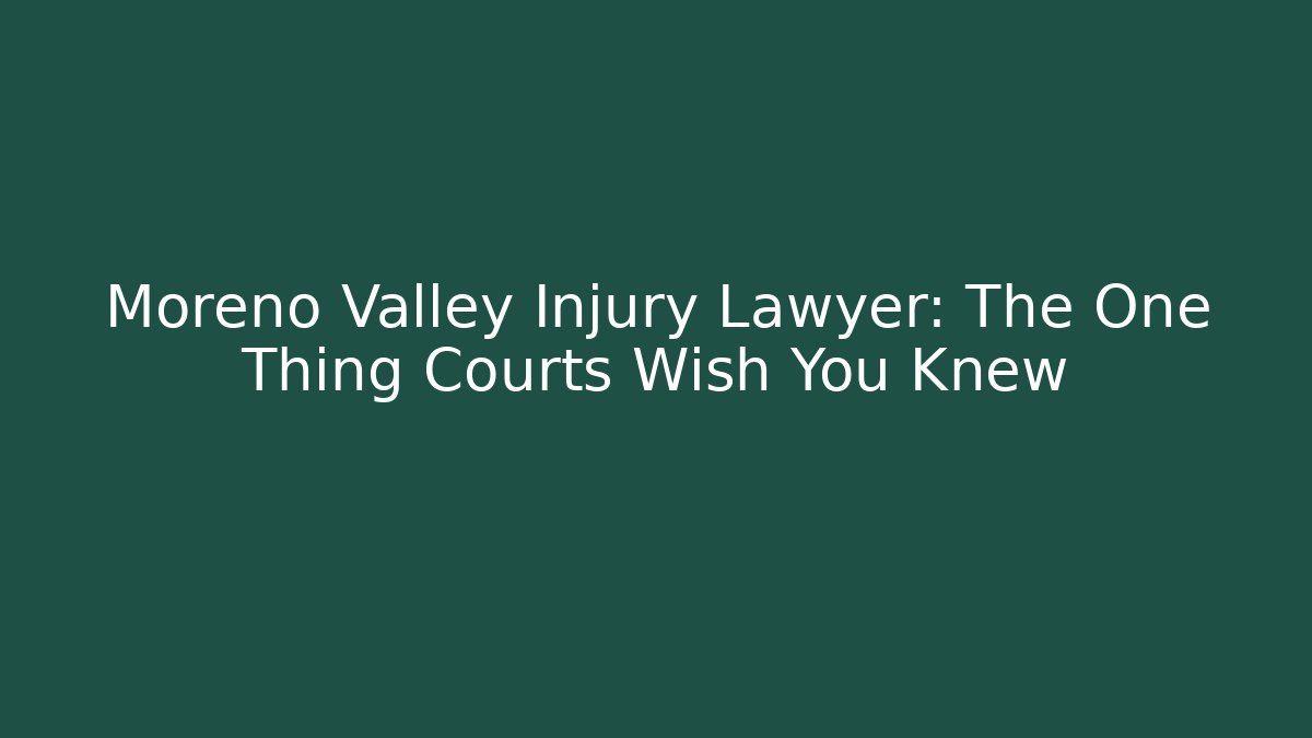 Moreno Valley Injury Lawyer: The One Thing Courts Wish You Knew