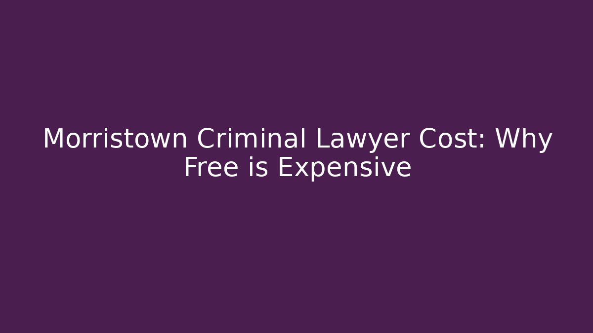 Morristown Criminal Lawyer Cost: Why Free is Expensive