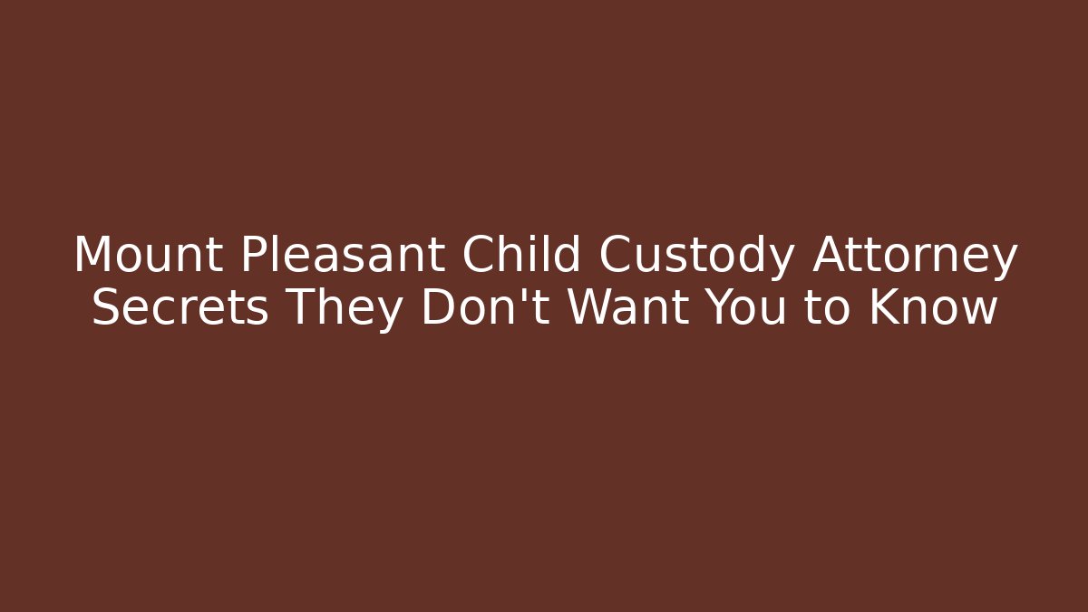 Mount Pleasant Child Custody Attorney Secrets They Don’t Want You to Know