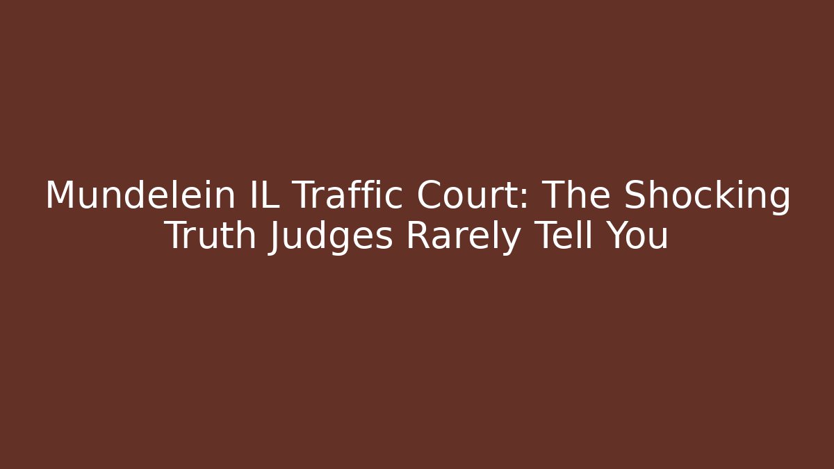 Mundelein IL Traffic Court: The Shocking Truth Judges Rarely Tell You