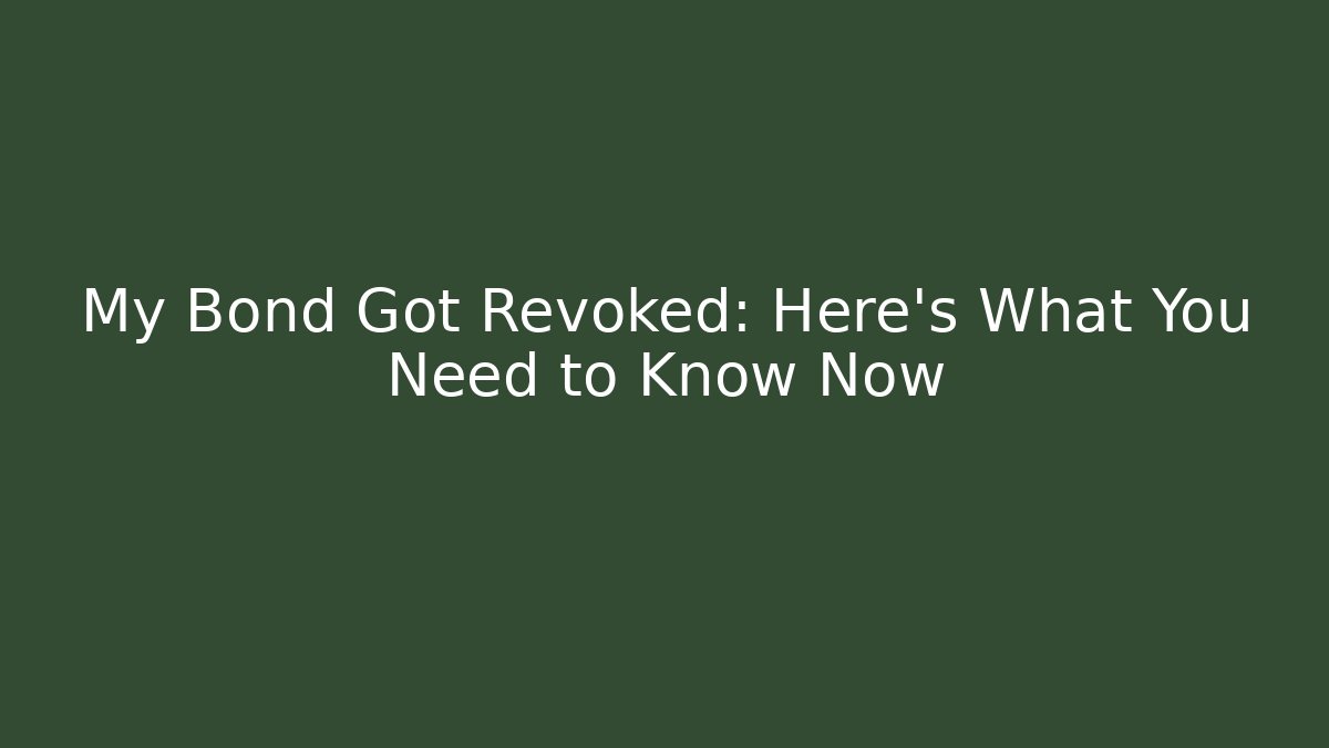 My Bond Got Revoked: Here's What You Need to Know Now