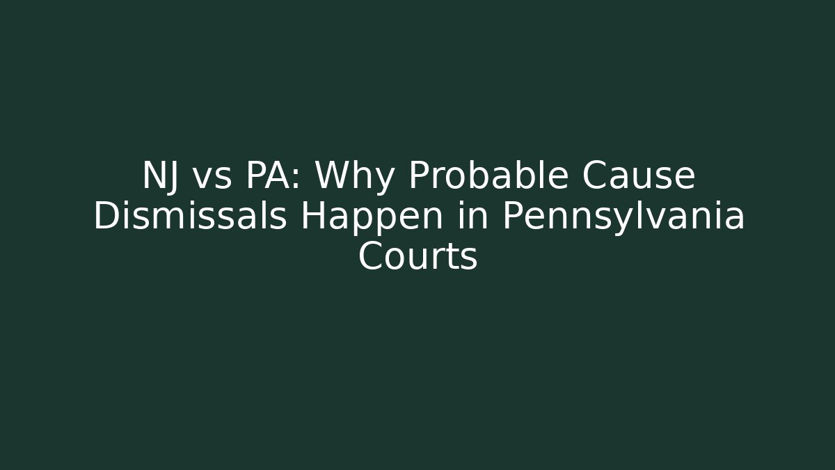 NJ vs PA: Why Probable Cause Dismissals Happen in Pennsylvania Courts
