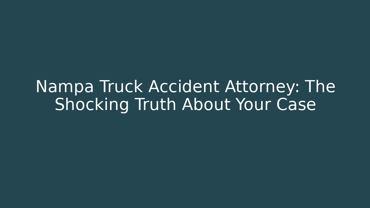 Nampa Truck Accident Attorney: The Shocking Truth About Your Case