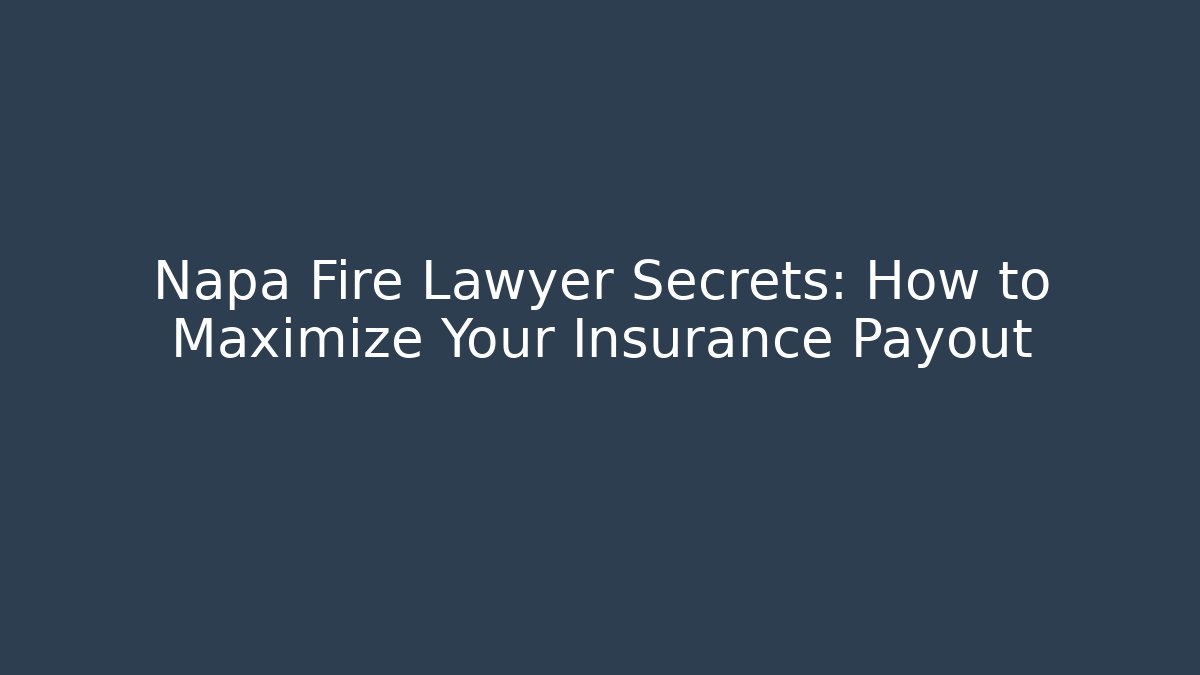 Napa Fire Lawyer Secrets: How to Maximize Your Insurance Payout