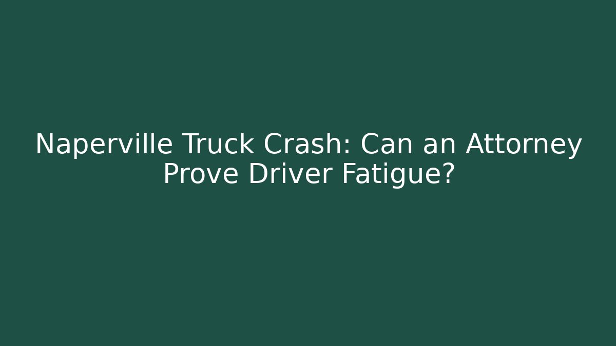 Naperville Truck Crash: Can an Attorney Prove Driver Fatigue?