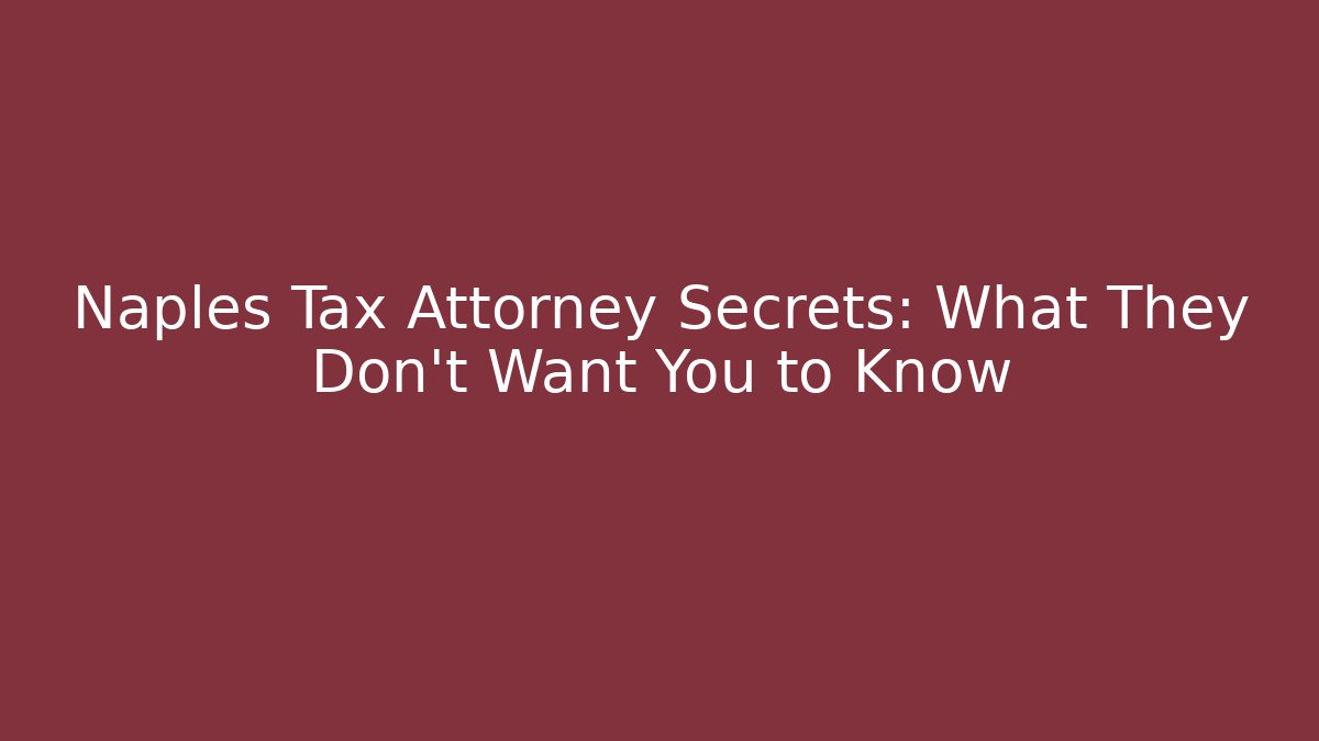 Naples Tax Attorney Secrets: What They Don't Want You to Know