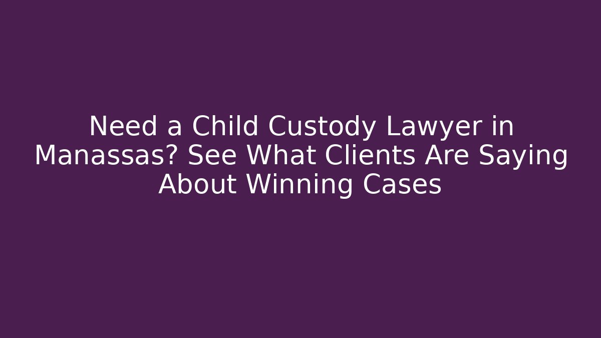 Need a Child Custody Lawyer in Manassas? See What Clients Are Saying About Winning Cases
