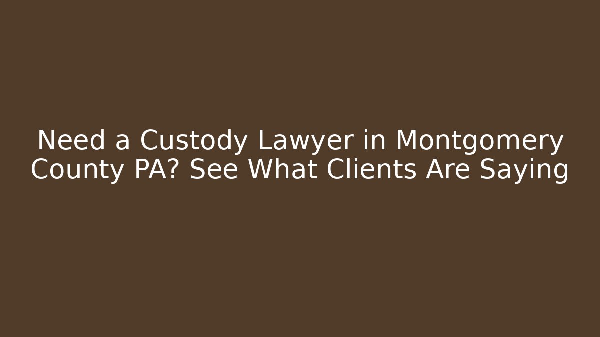 Need a Custody Lawyer in Montgomery County PA? See What Clients Are Saying
